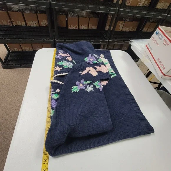 Belle Point Womens Button Up V Neck Easter Sweater Size 2X Embroidered Spring - Picture 6 of 12